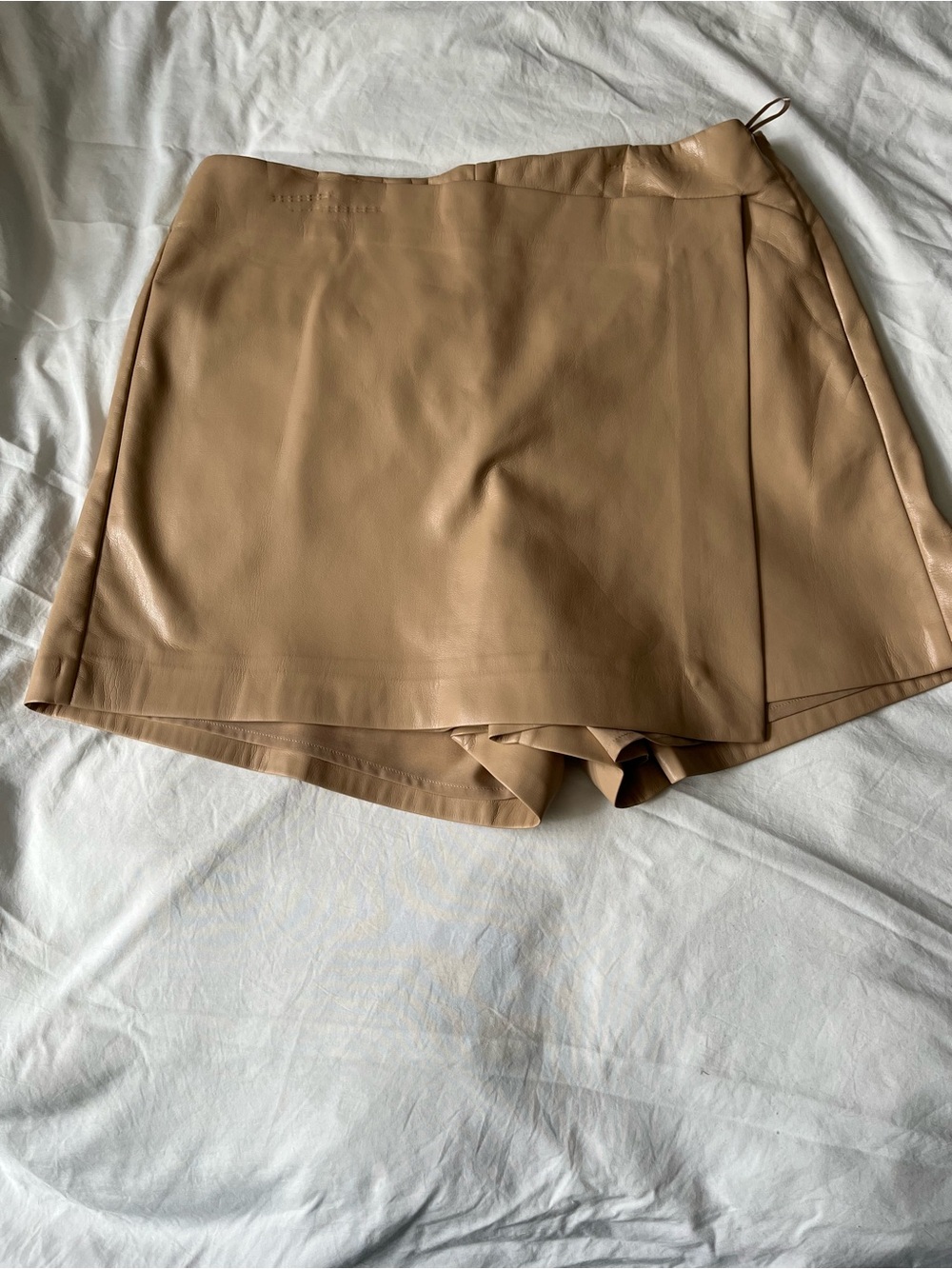 MELISSA NEPTON Tan Faux Leather Skort